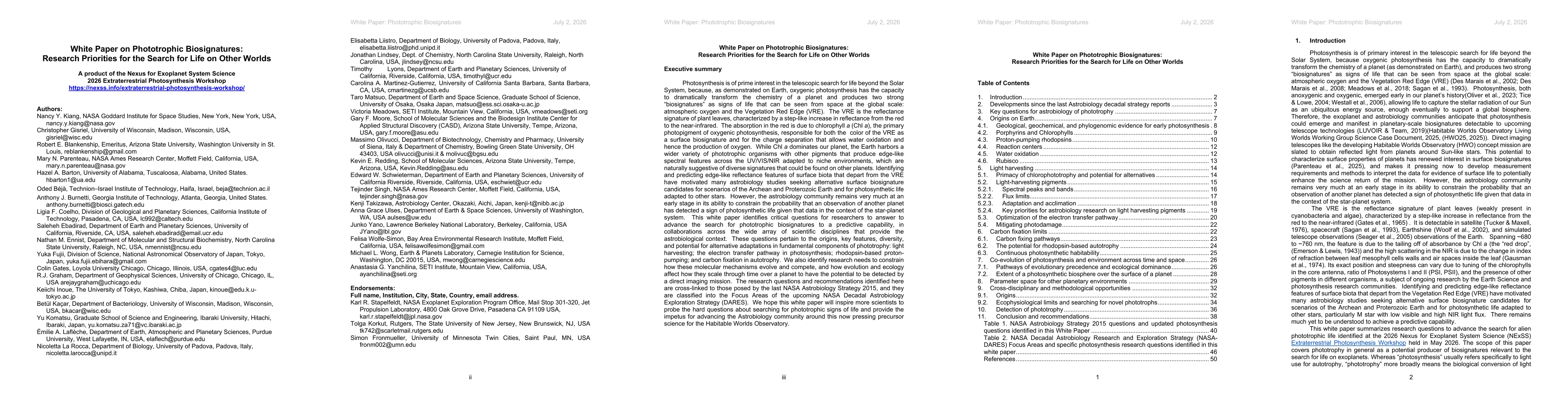 Thumbnail for White Paper on Phototrophic Biosignatures: Research Priorities for the Search for Life on Other Worlds
