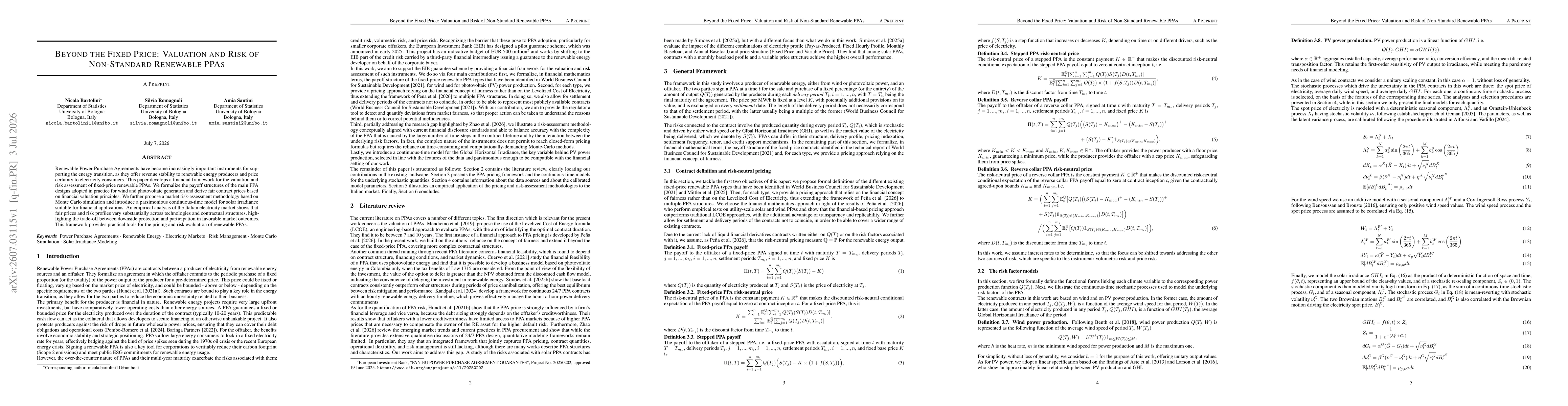 Thumbnail for Beyond the Fixed Price: Valuation and Risk of Non-Standard Renewable PPAs
