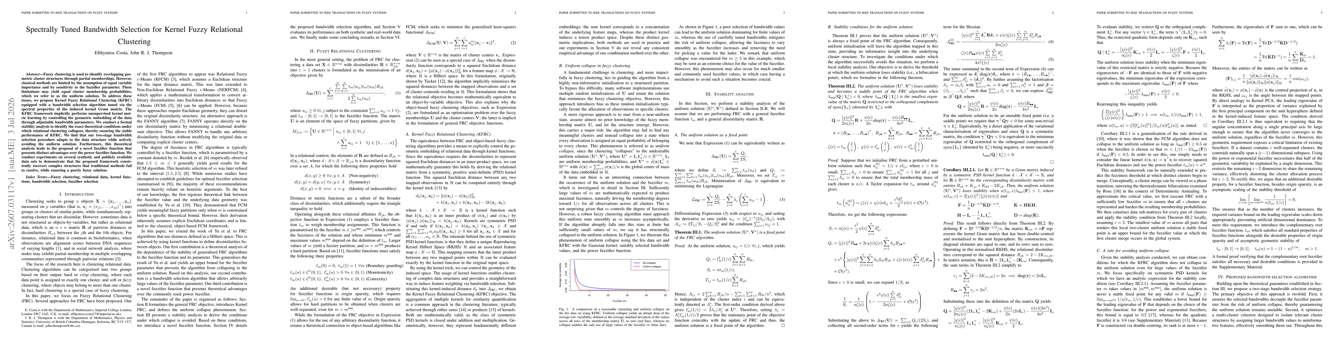 Thumbnail for Spectrally Tuned Bandwidth Selection for Kernel Fuzzy Relational Clustering