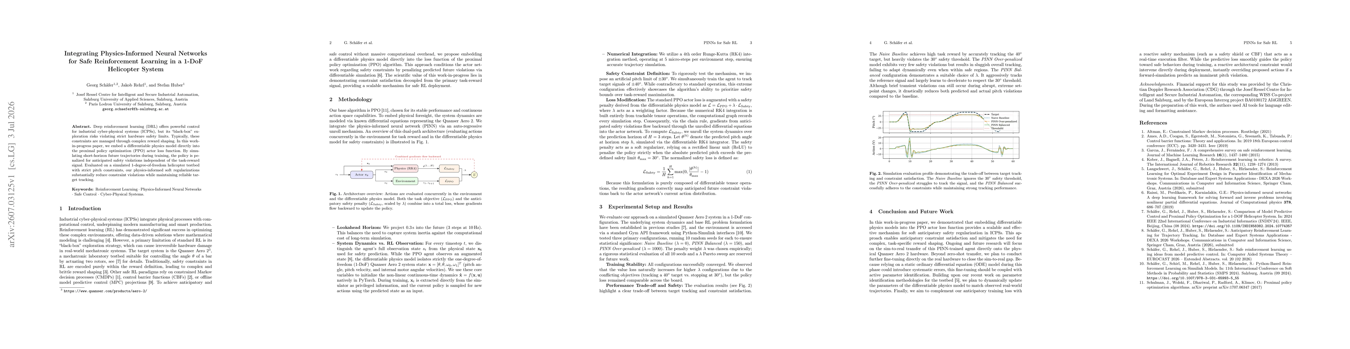 Thumbnail for Integrating Physics-Informed Neural Networks for Safe Reinforcement Learning in a 1-DoF Helicopter System