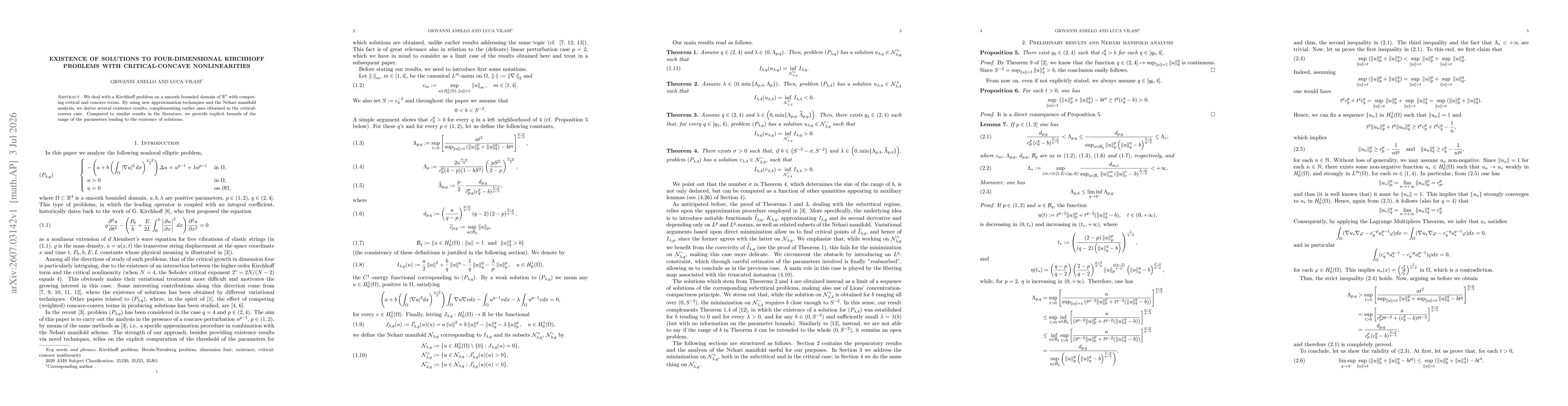 Thumbnail for Existence of solutions to four-dimensional Kirchhoff problems with critical-concave nonlinearities
