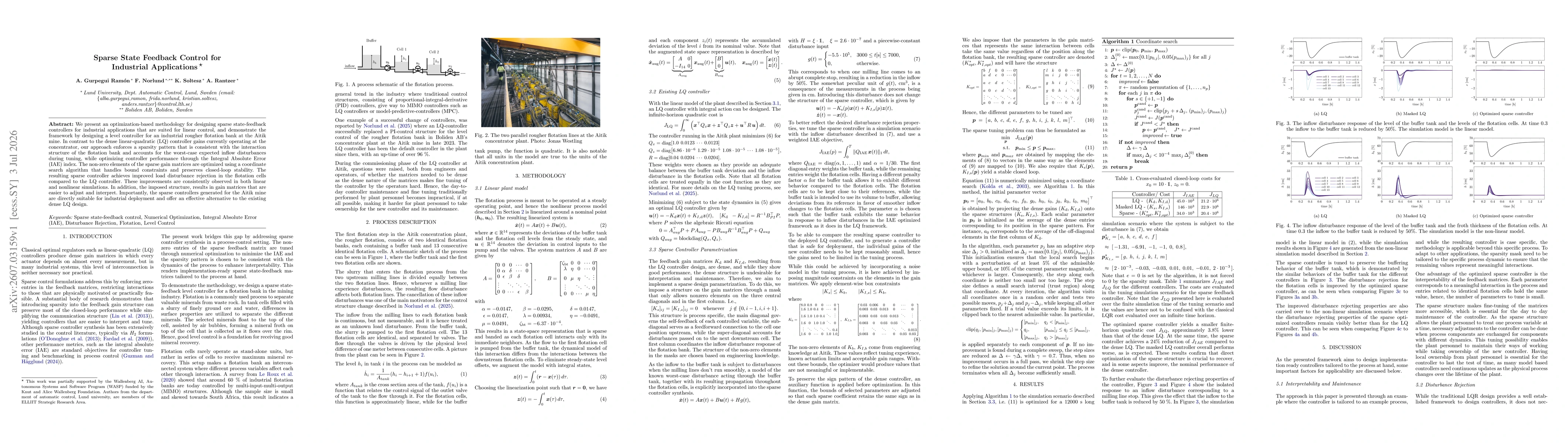 Thumbnail for Sparse State Feedback Control for Industrial Applications