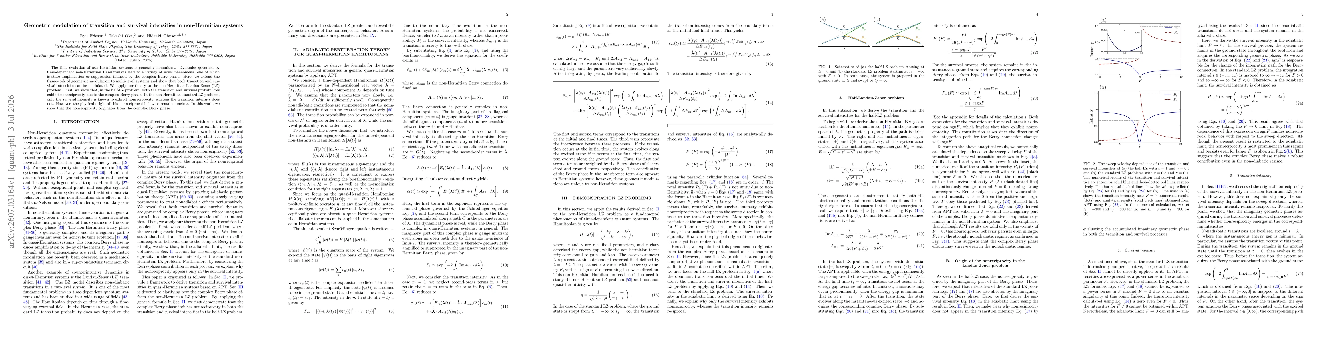 Thumbnail for Geometric modulation of transition and survival intensities in non-Hermitian systems