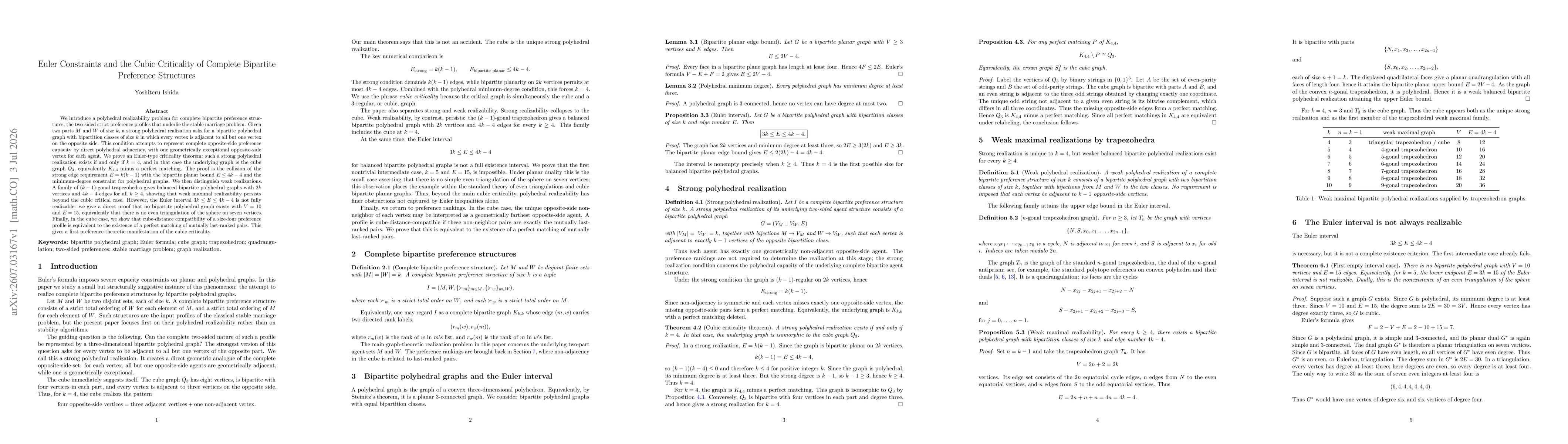 Thumbnail for Euler Constraints and the Cubic Criticality of Complete Bipartite Preference Structures