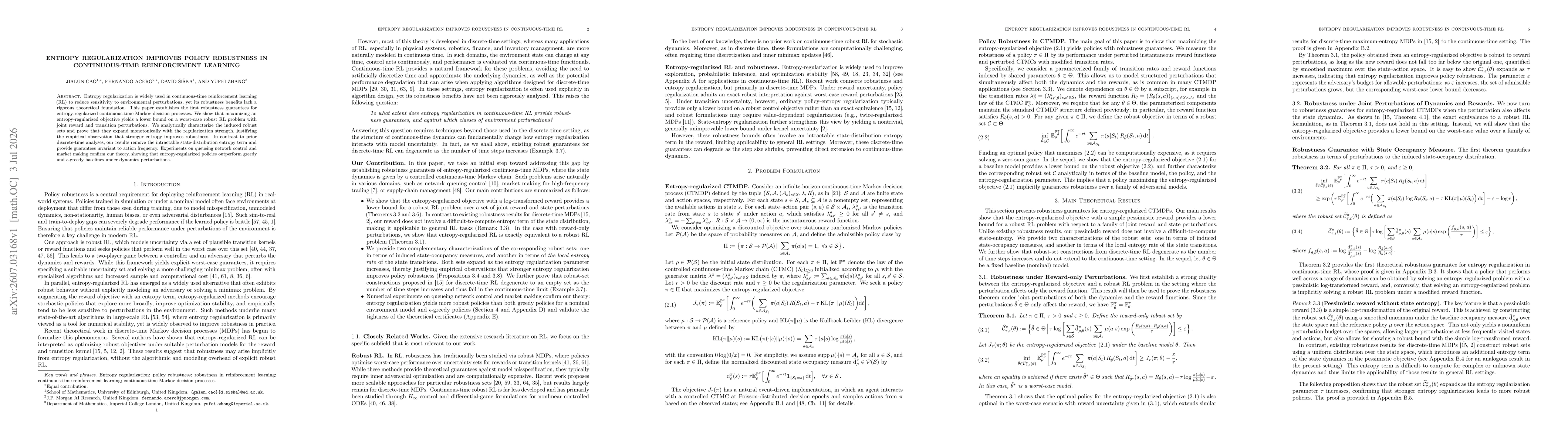 Thumbnail for Entropy Regularization Improves Policy Robustness in Continuous-Time Reinforcement Learning