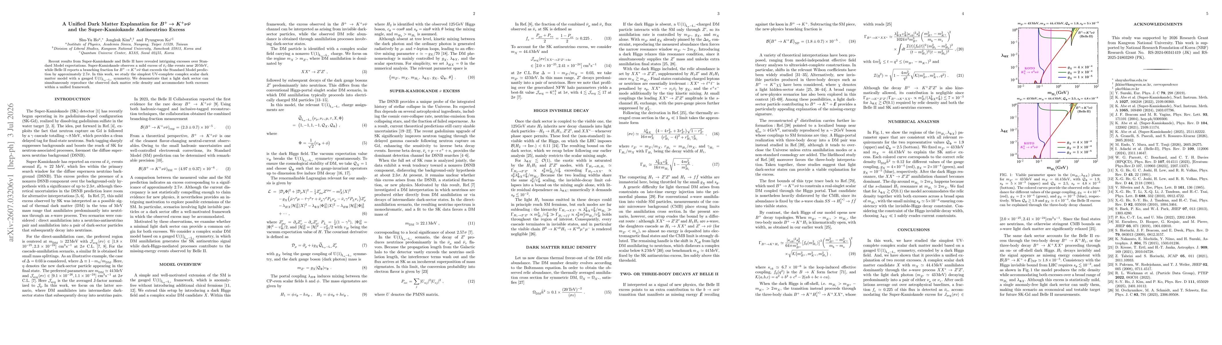 Thumbnail for A Unified Dark Matter Explanation for $\boldsymbol{B^+ \!\to K^+ν\barν}$ and the Super-Kamiokande Antineutrino Excess