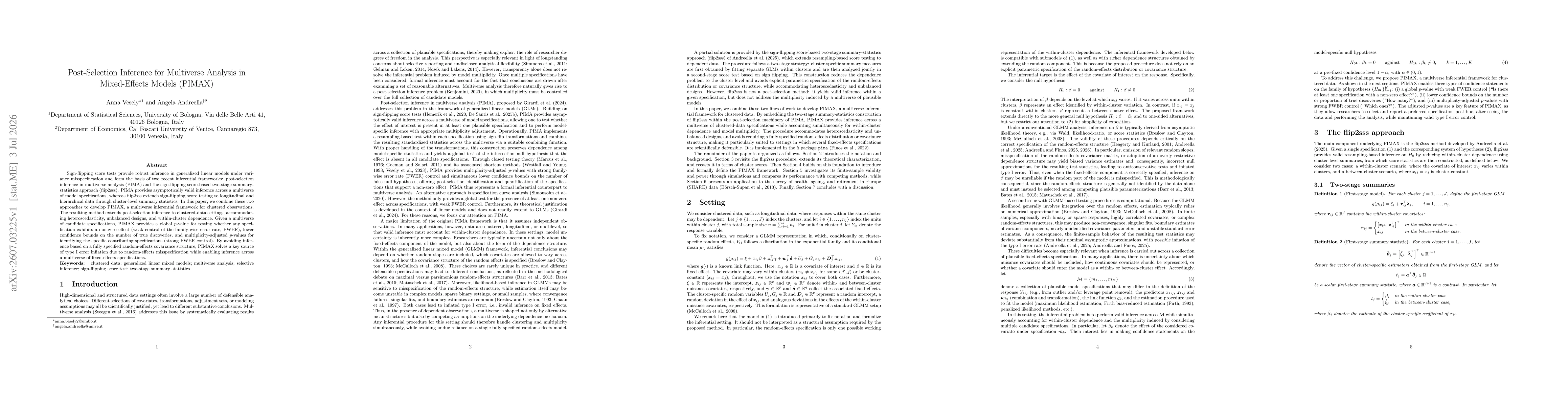 Thumbnail for Post-Selection Inference for Multiverse Analysis in Mixed-Effects Models (PIMAX)