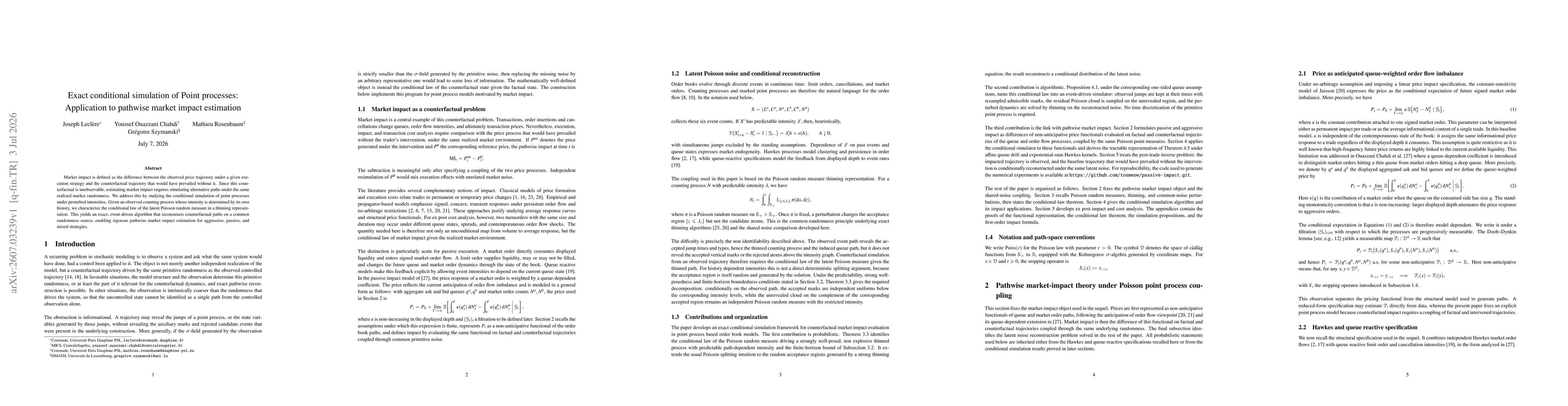 Thumbnail for Exact conditional simulation of Point processes: Application to pathwise market impact estimation