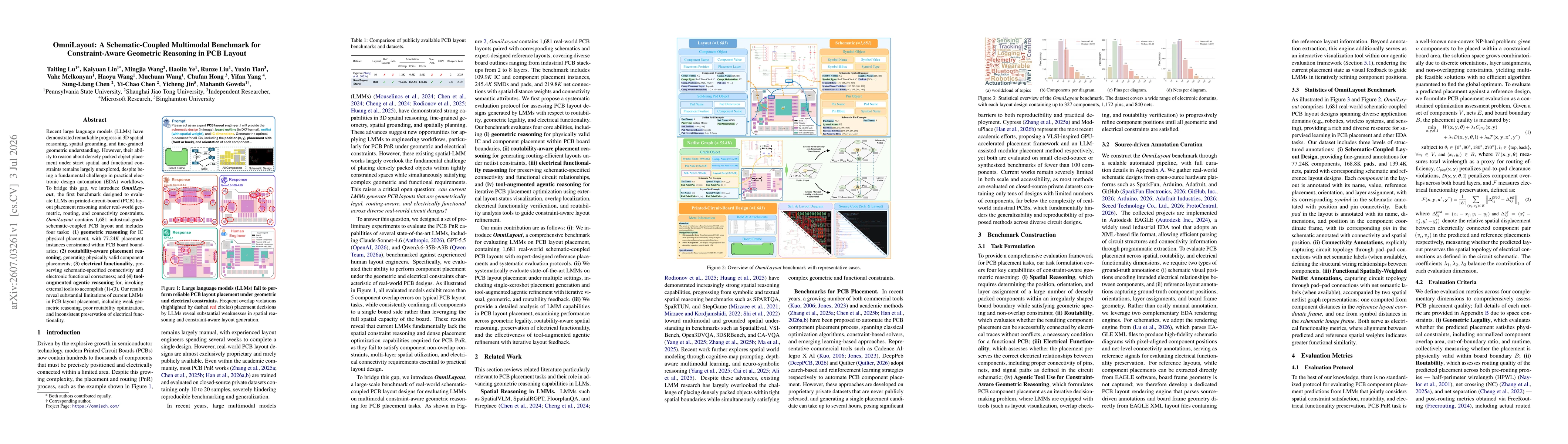 Thumbnail for OmniLayout: A Schematic-Coupled Multimodal Benchmark for Constraint-Aware Geometric Reasoning in PCB Layout