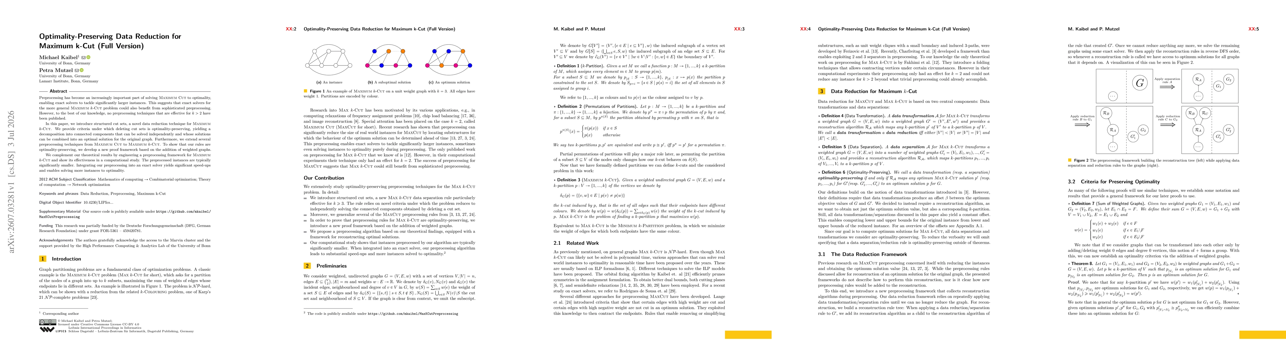 Thumbnail for Optimality-Preserving Data Reduction for Maximum k-Cut (Full Version)