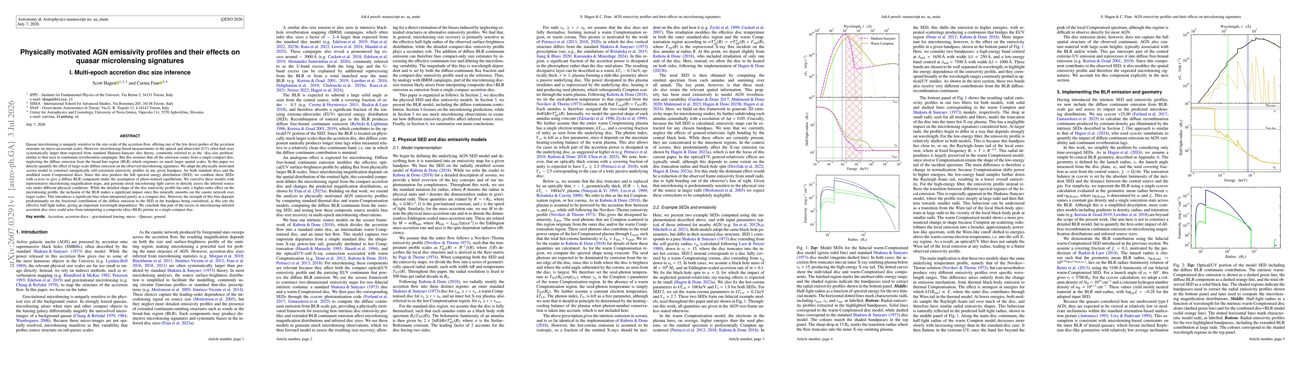 Thumbnail for Physically motivated AGN emissivity profiles and their effects on quasar microlensing signatures. 1. Multi-epoch accretion disc size inference