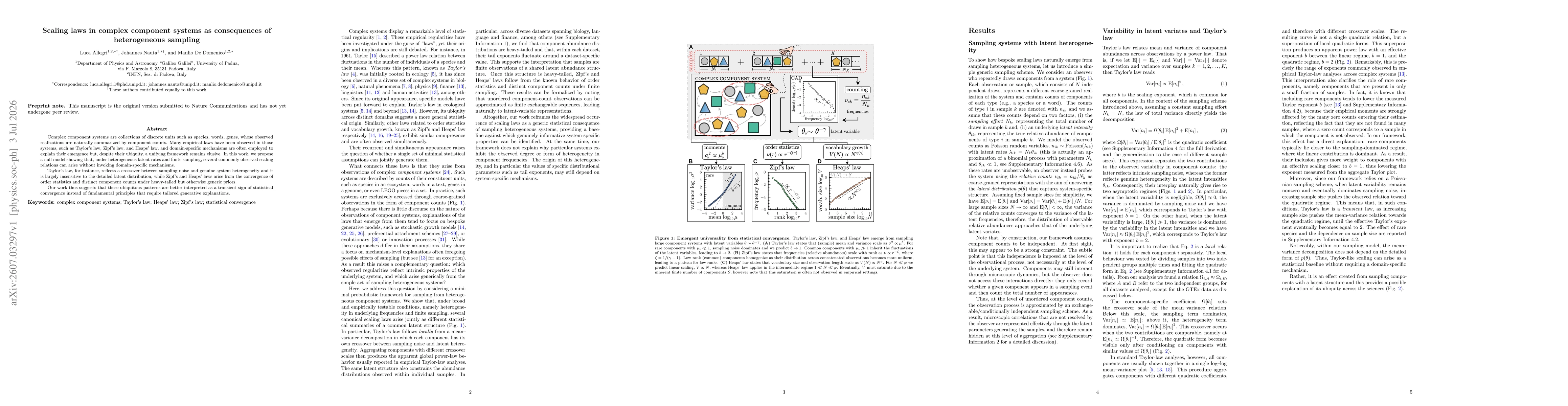 Thumbnail for Scaling laws in complex component systems as consequences of heterogeneous sampling