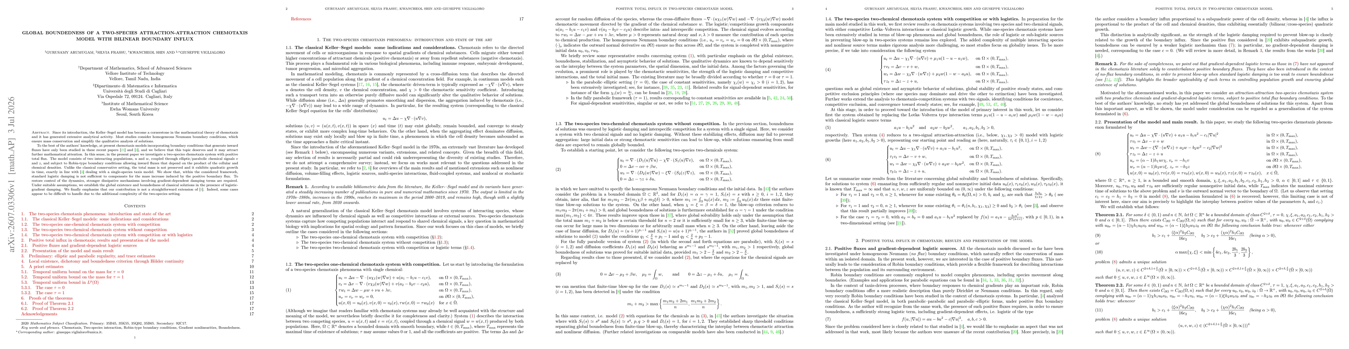 Thumbnail for Global boundedness of a two-species attraction-attraction chemotaxis model with bilinear boundary influx