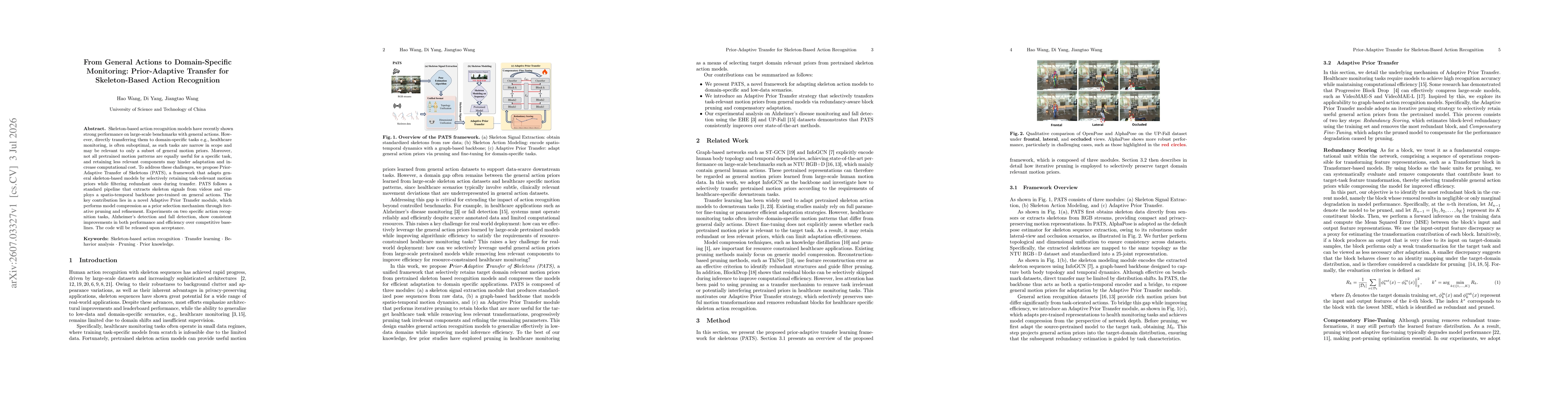 Thumbnail for From General Actions to Domain-Specific Monitoring: Prior-Adaptive Transfer for Skeleton-Based Action Recognition