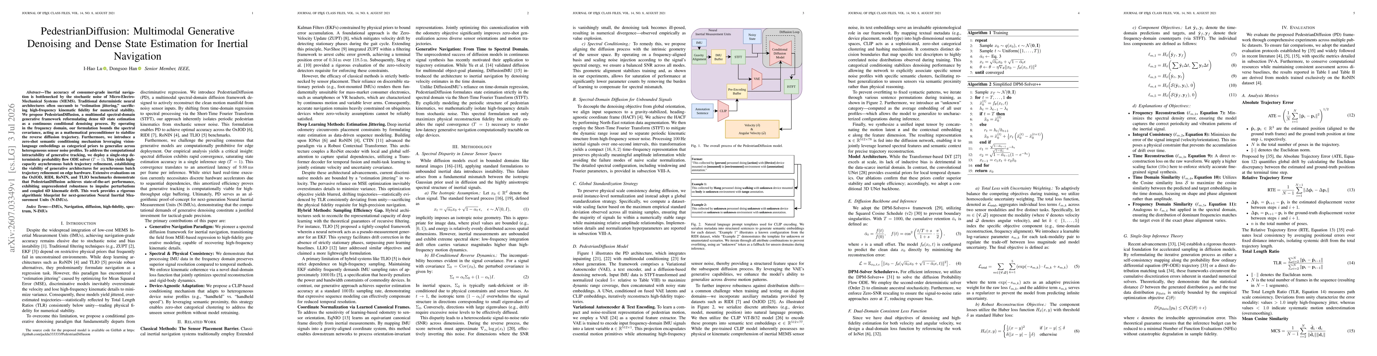Thumbnail for PedestrianDiffusion: Multimodal Generative Denoising and Dense State Estimation for Inertial Navigation