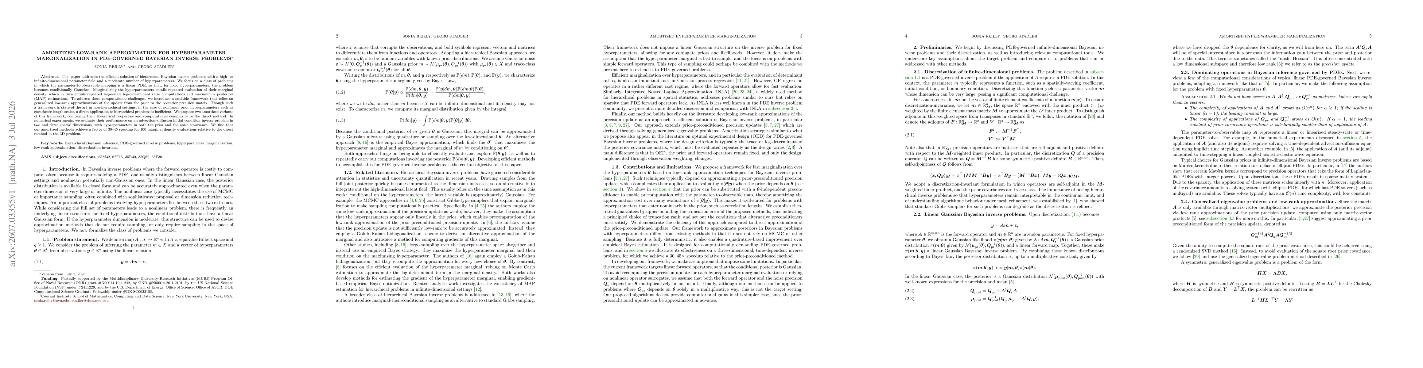Thumbnail for Amortized low-rank approximation for hyperparameter marginalization in PDE-governed Bayesian inverse problems