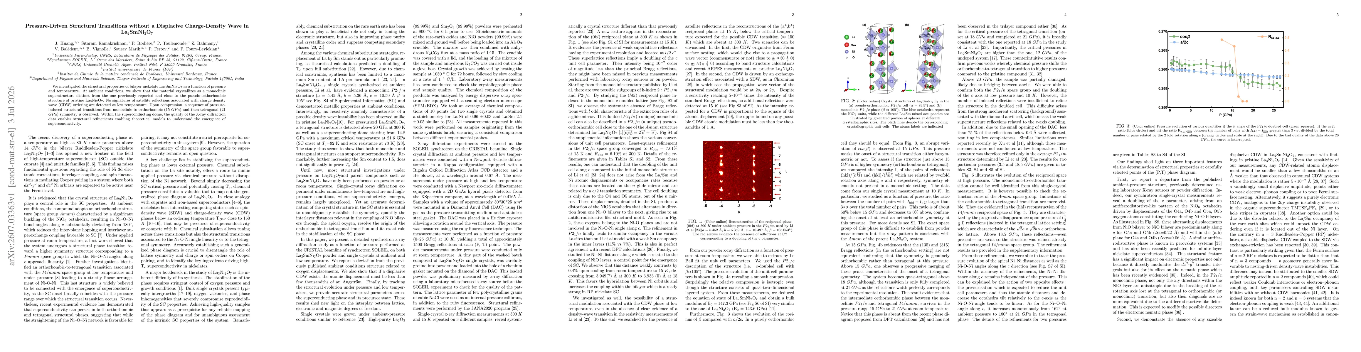 Thumbnail for Pressure-Driven Structural Transitions without a Displacive Charge-Density Wave in La$_2$SmNi$_2$O$_7$
