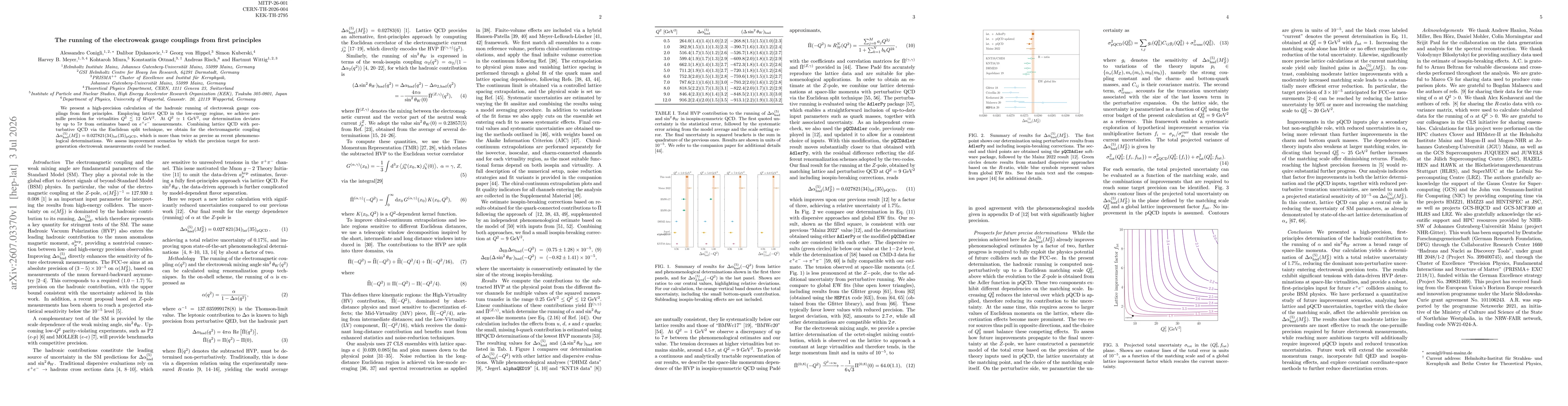 Thumbnail for The running of the electroweak gauge couplings from first principles