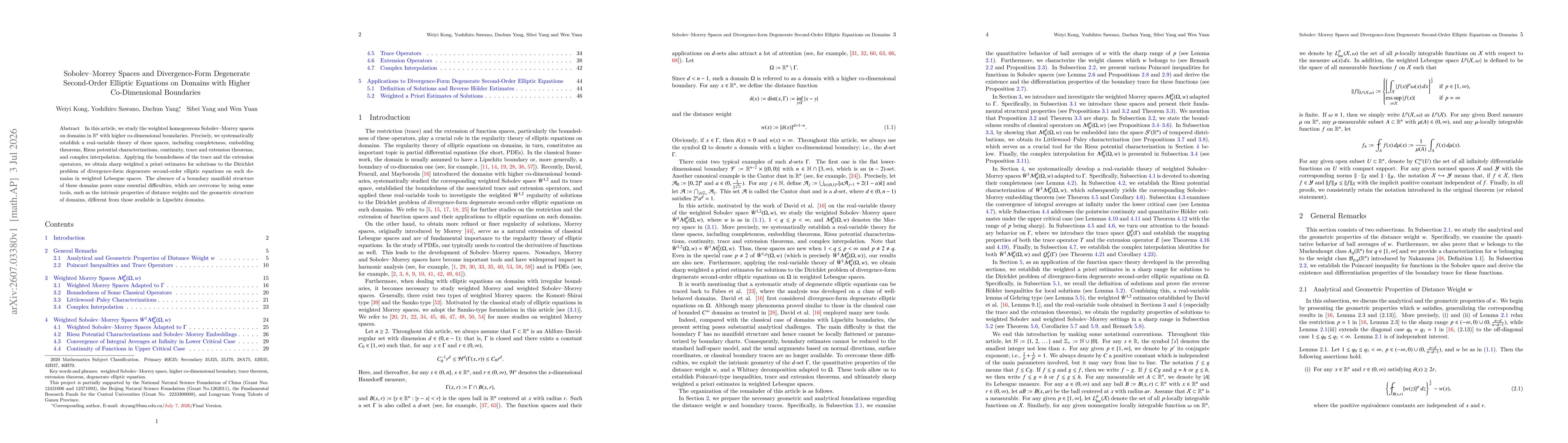 Thumbnail for Sobolev--Morrey Spaces and Divergence-Form Degenerate Second-Order Elliptic Equations on Domains with Higher Co-Dimensional Boundaries
