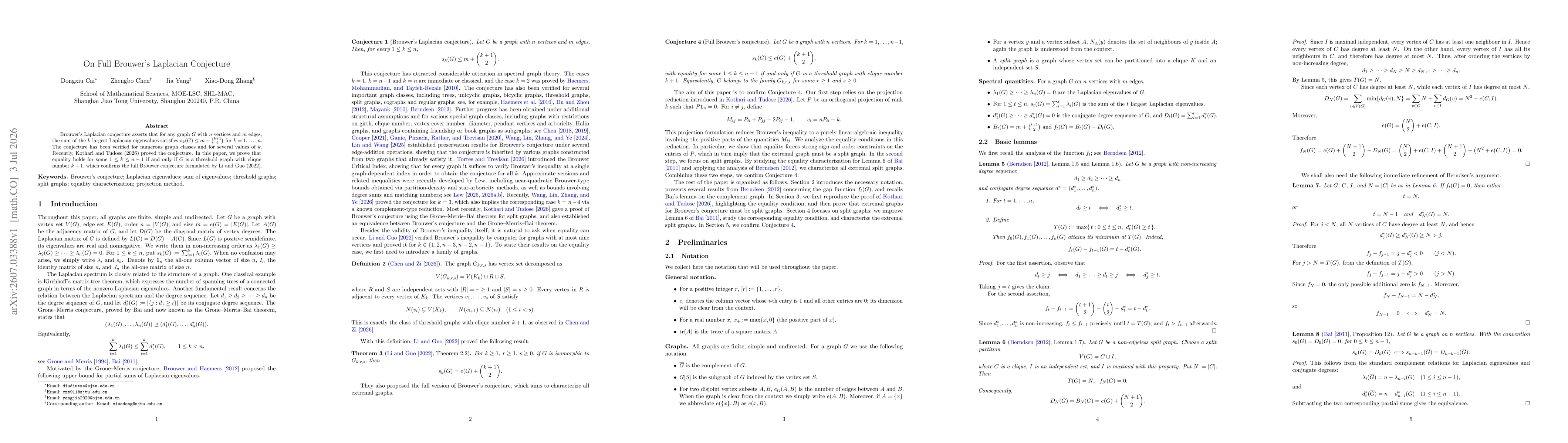Thumbnail for On Full Brouwer's Laplacian Conjecture