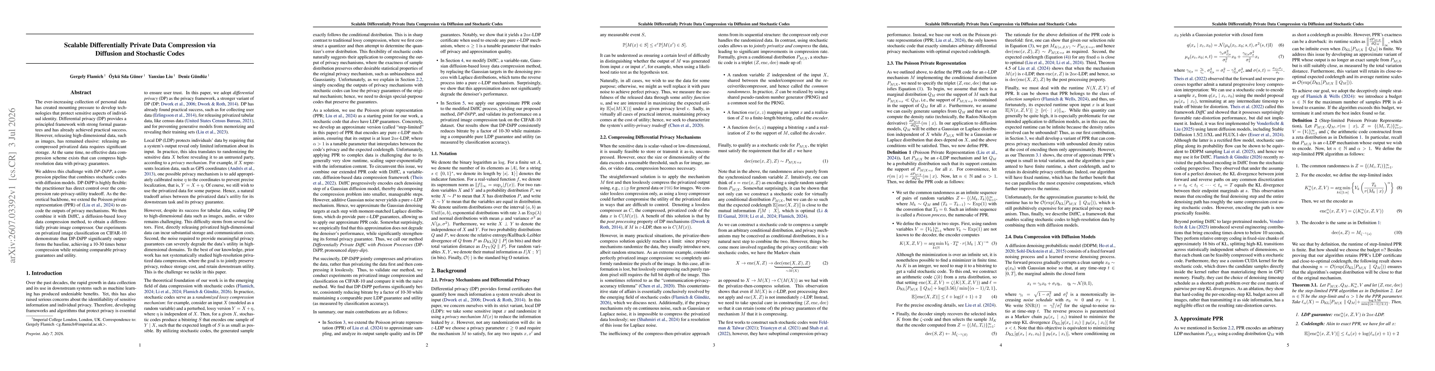 Thumbnail for Scalable Differentially Private Data Compression via Diffusion and Stochastic Codes