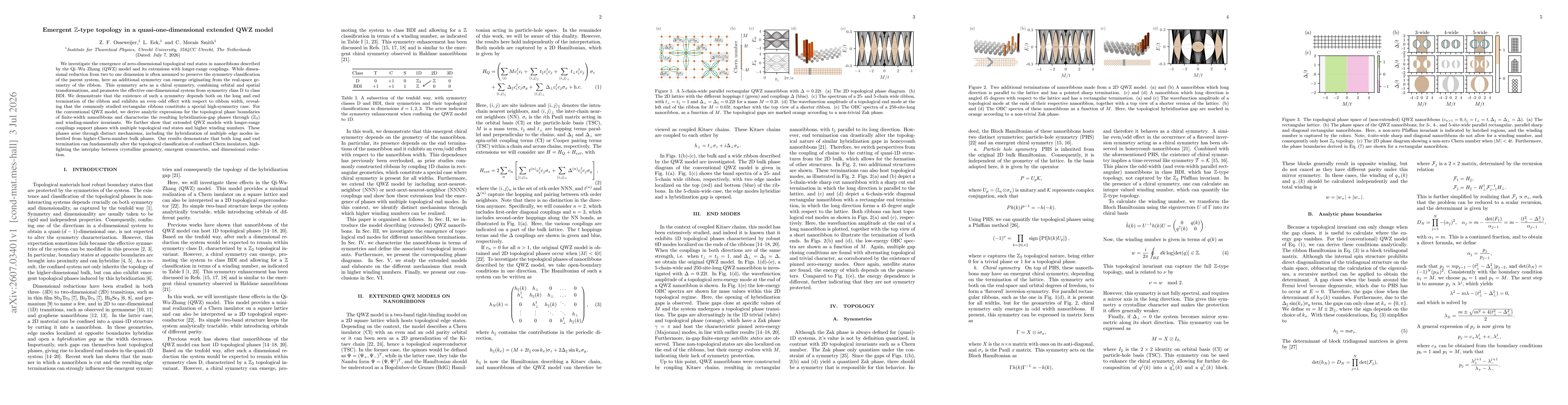 Thumbnail for Emergent $\mathbb{Z}$-type topology in a quasi-one-dimensional extended QWZ model