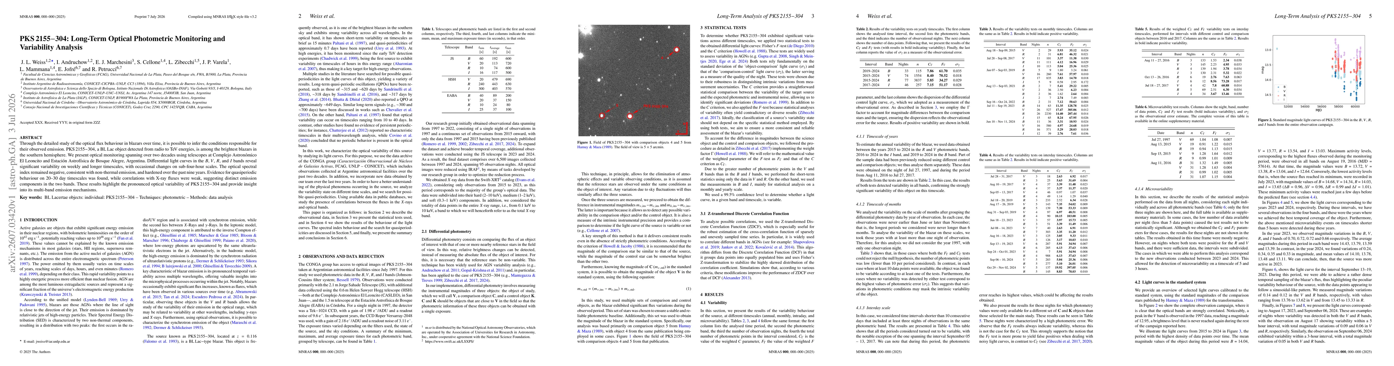 Thumbnail for PKS 2155-304: Long-Term Optical Photometric Monitoring and Variability Analysis