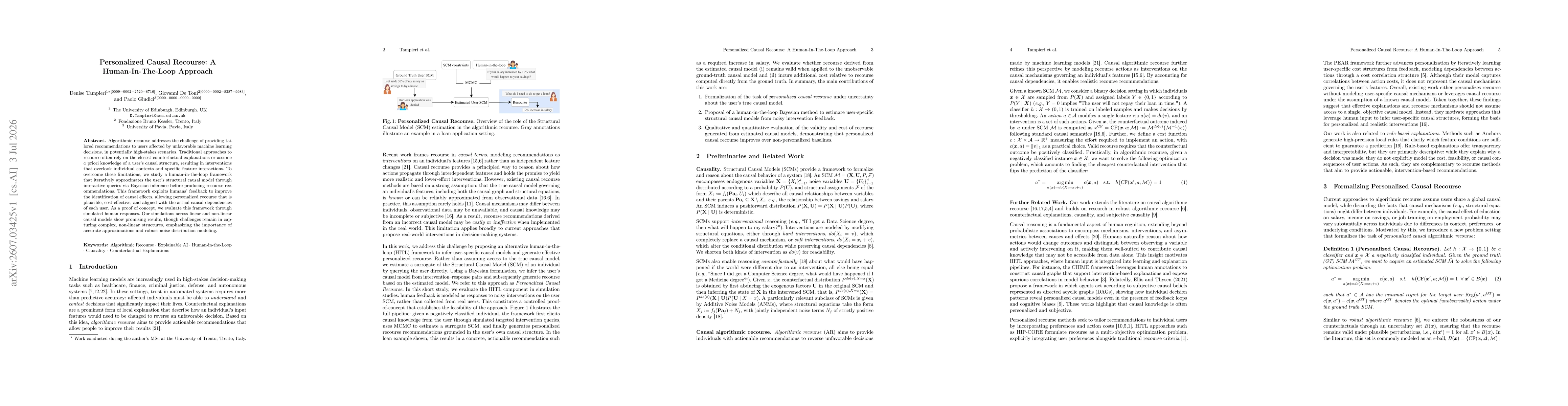 Thumbnail for Personalized Causal Recourse: A Human-In-The-Loop Approach