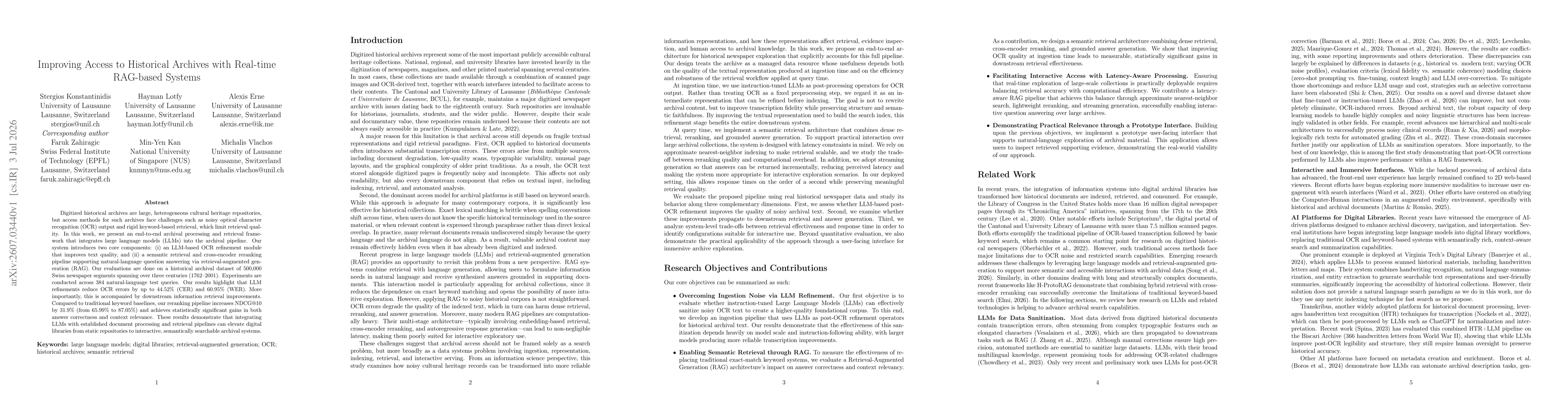 Thumbnail for Improving Access to Historical Archives with Real-time RAG-based Systems