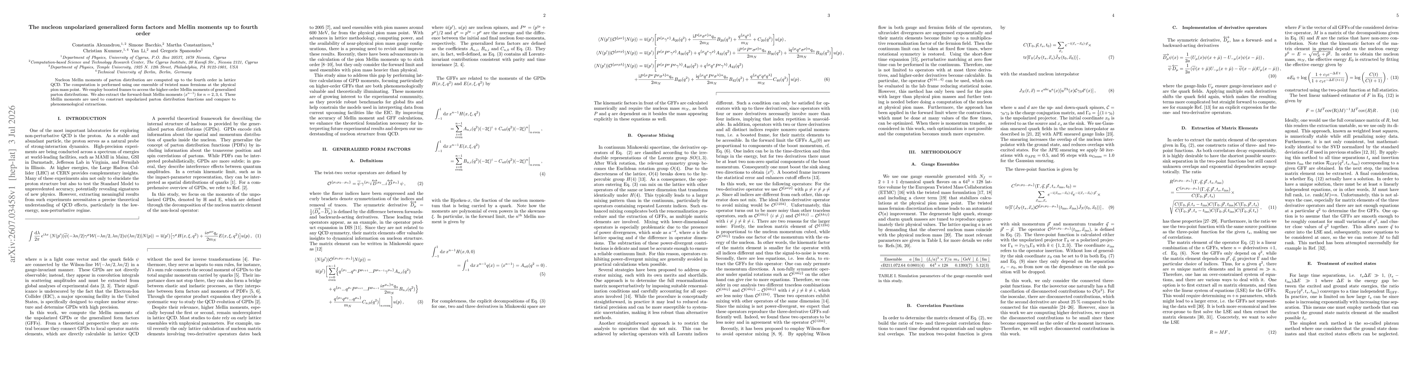 Thumbnail for The nucleon unpolarized generalized form factors and Mellin moments up to fourth order