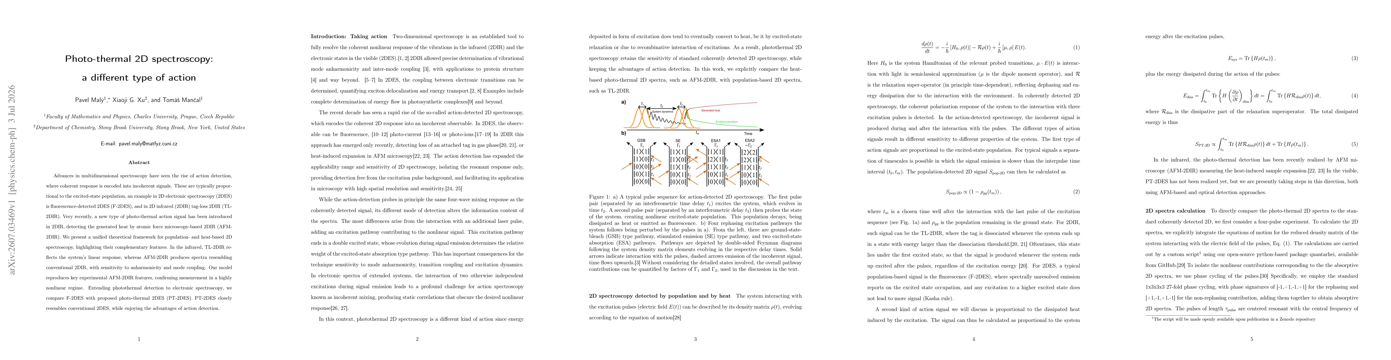 Thumbnail for Photo-thermal 2D spectroscopy: a different type of action