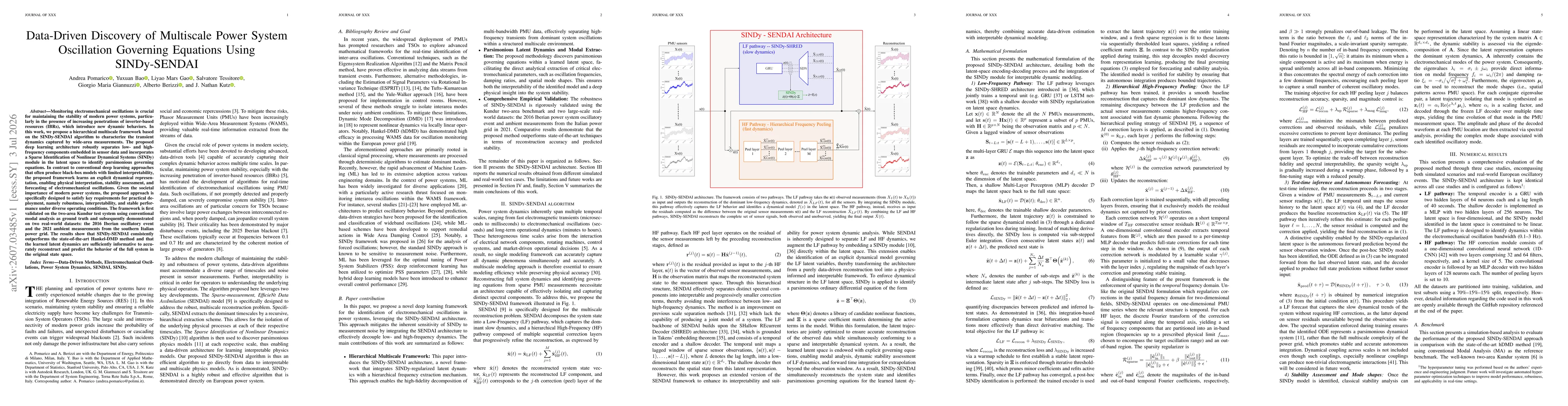 Thumbnail for Data-Driven Discovery of Multiscale Power System Oscillation Governing Equations Using SINDy-SENDAI