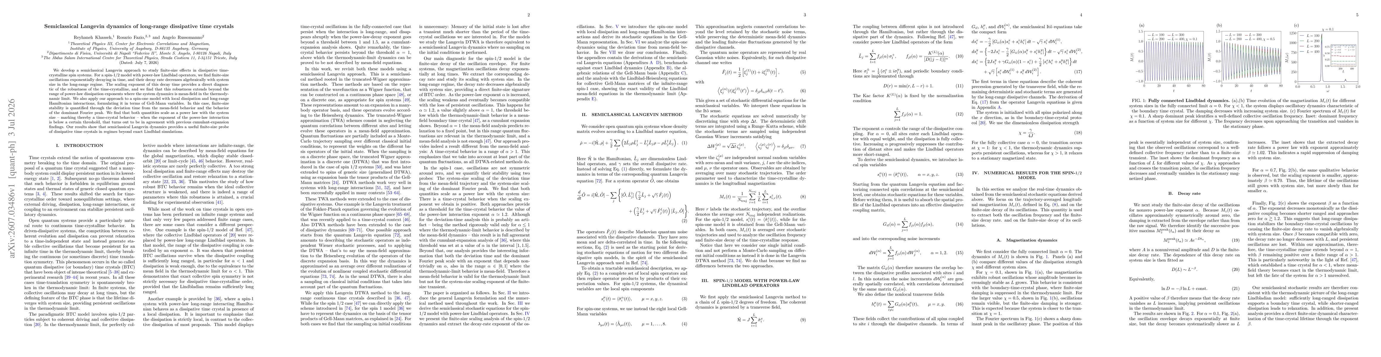 Thumbnail for Semiclassical Langevin dynamics of long-range dissipative time crystals