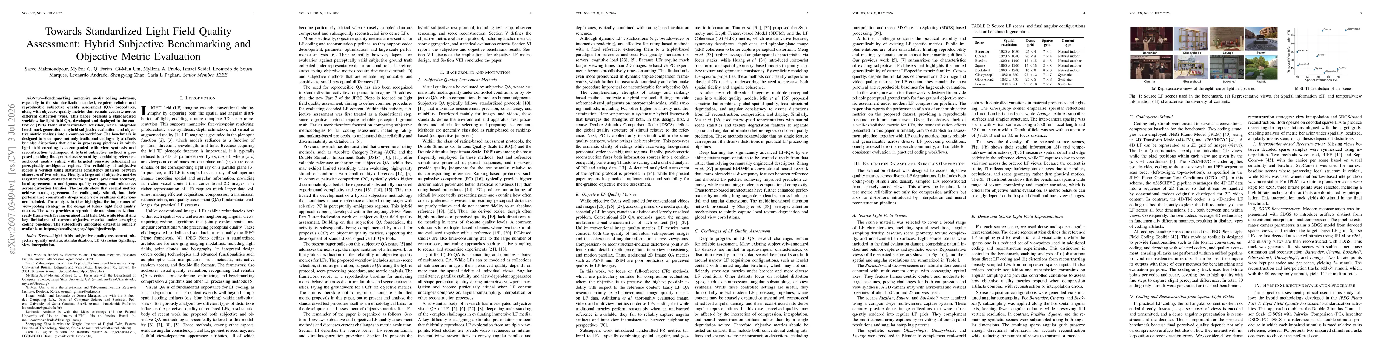 Thumbnail for Towards Standardized Light Field Quality Assessment: Hybrid Subjective Benchmarking and Objective Metric Evaluation