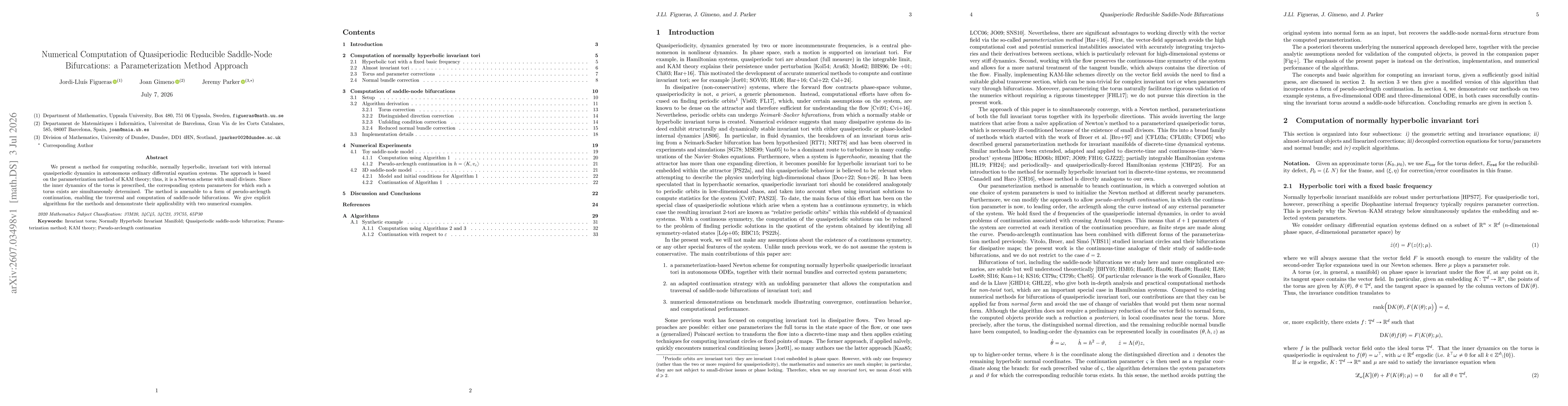 Thumbnail for Numerical Computation of Quasiperiodic Reducible Saddle-Node Bifurcations: a Parameterization Method Approach