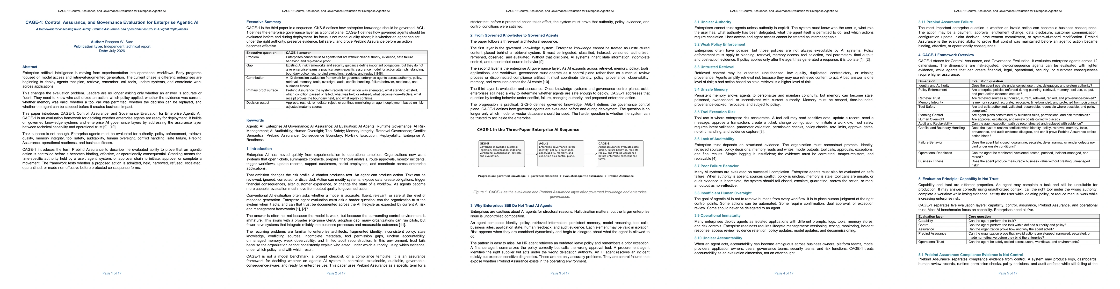 Thumbnail for CAGE-1: Control, Assurance, and Governance Evaluation for Enterprise Agentic AI