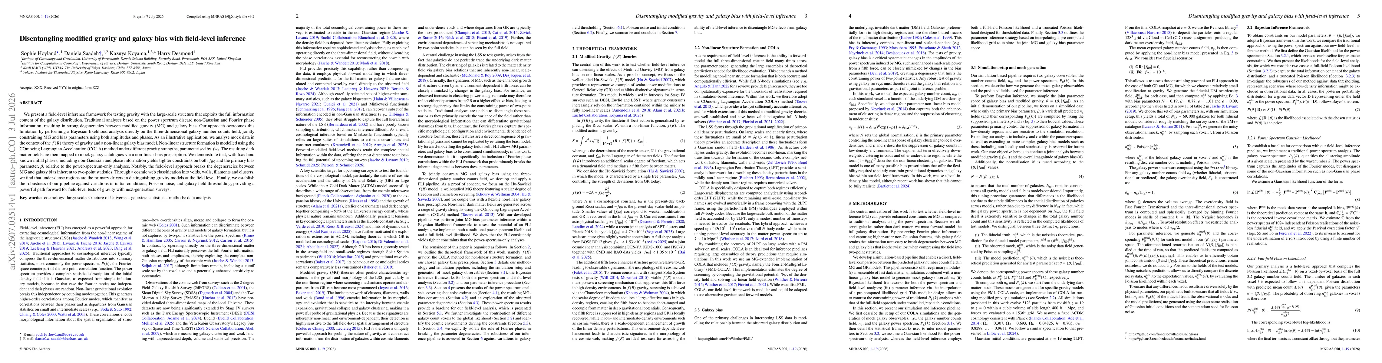 Thumbnail for Disentangling modified gravity and galaxy bias with field-level inference