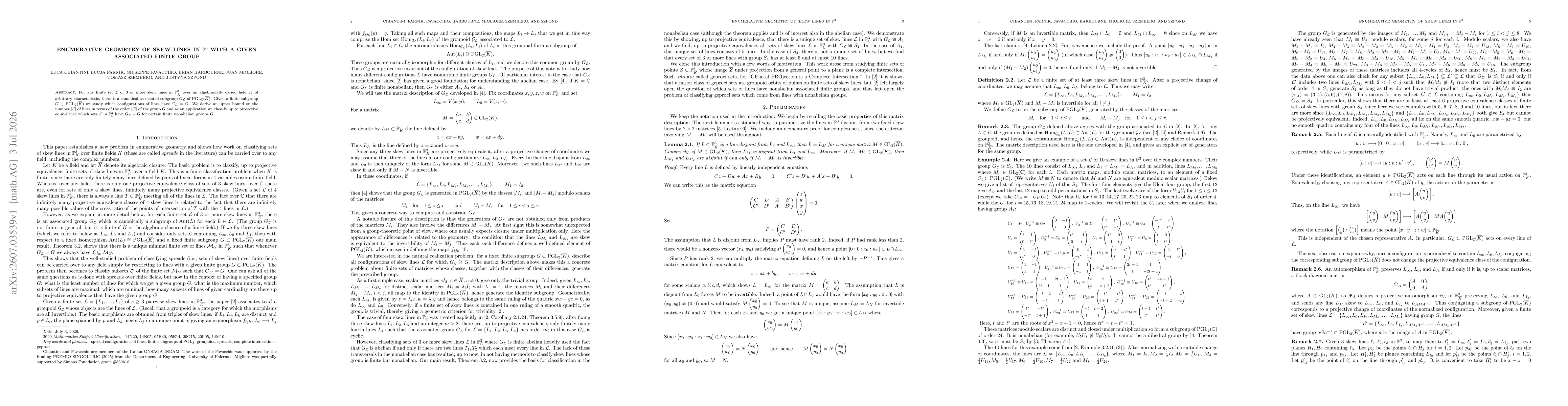 Thumbnail for Enumerative geometry of skew lines in $\mathbb P^3$ with a given associated finite group