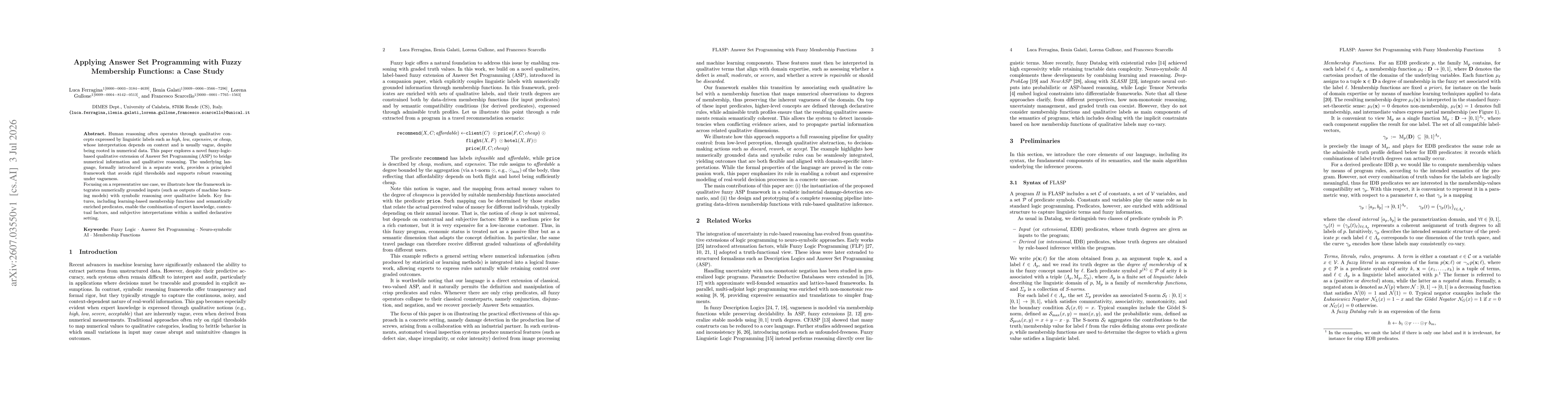 Thumbnail for Applying Answer Set Programming with Fuzzy Membership Functions: a Case Study