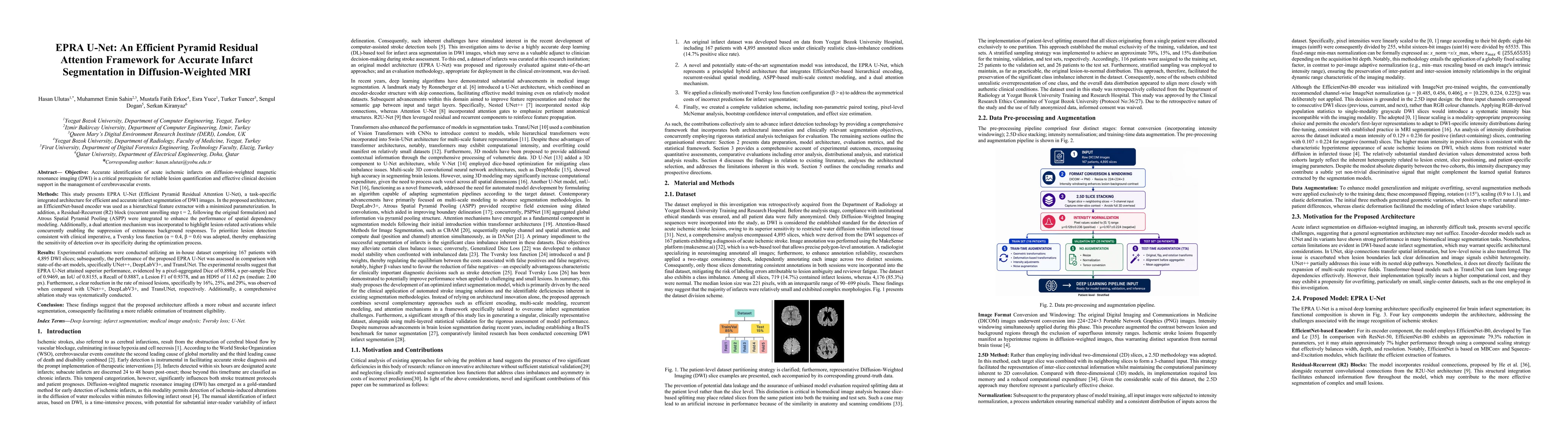 Thumbnail for EPRA U-Net: An Efficient Pyramid Residual Attention Framework for Accurate Infarct Segmentation in Diffusion-Weighted MRI
