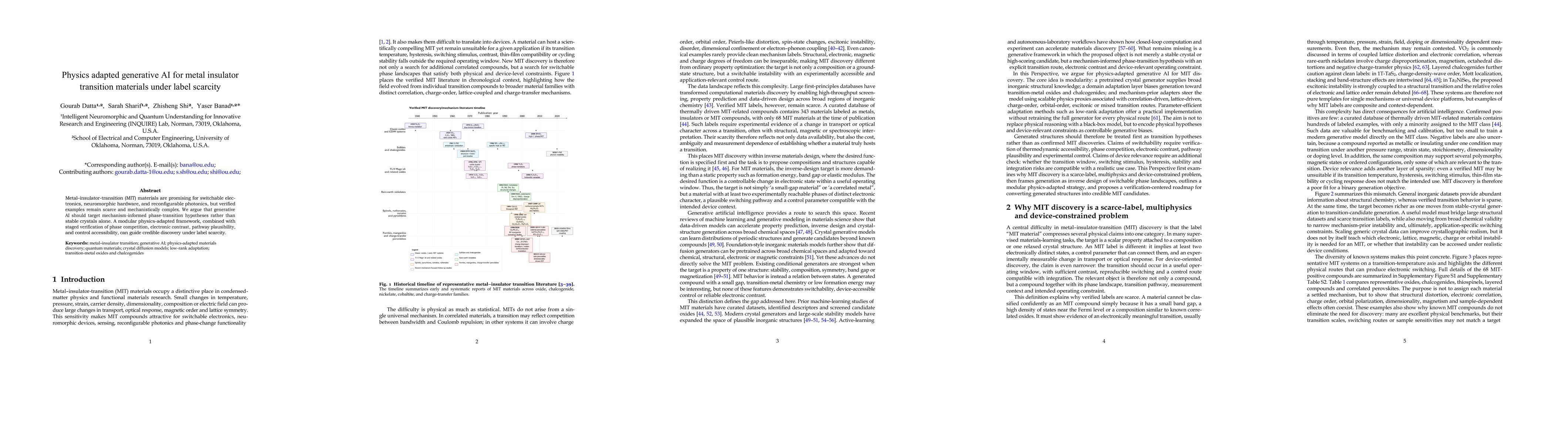 Thumbnail for Physics adapted generative AI for metal insulator transition materials under label scarcity