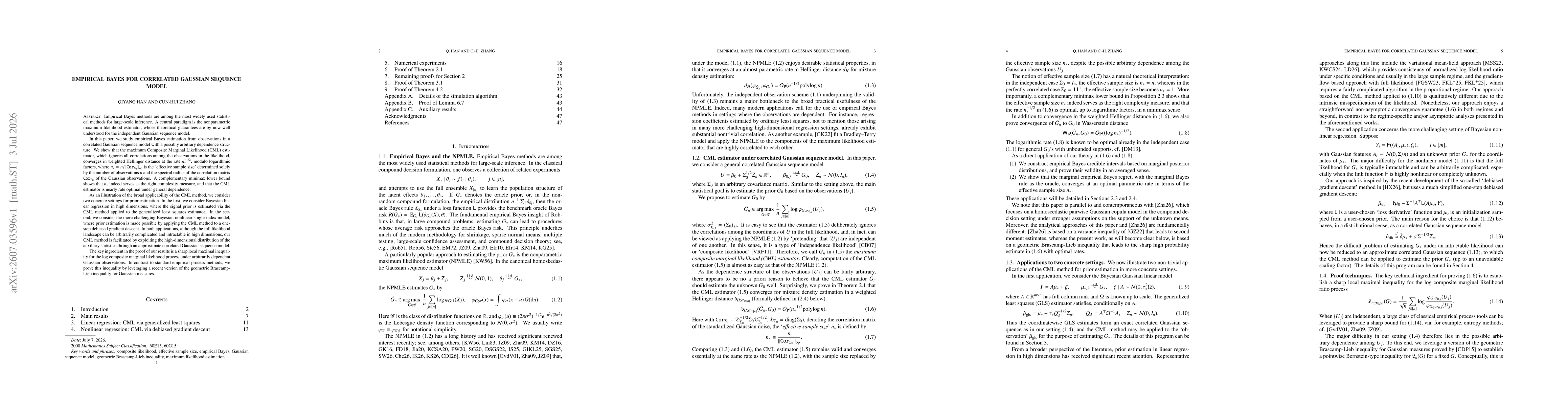 Thumbnail for Empirical Bayes for correlated Gaussian sequence model