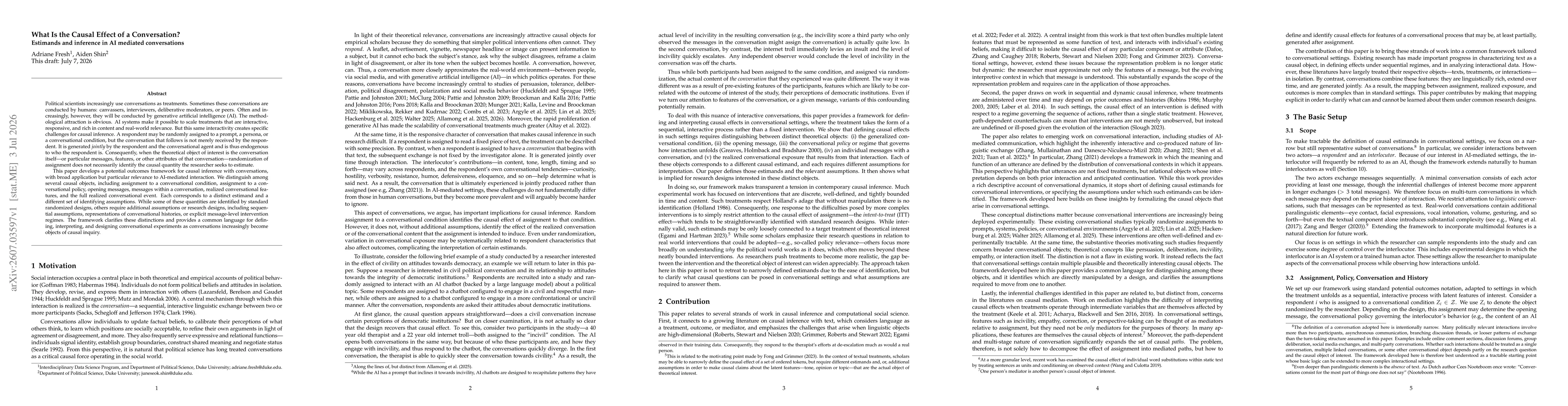 Thumbnail for What is the Causal Effect of a Conversation? Estimands and Inference in AI Mediated Conversations