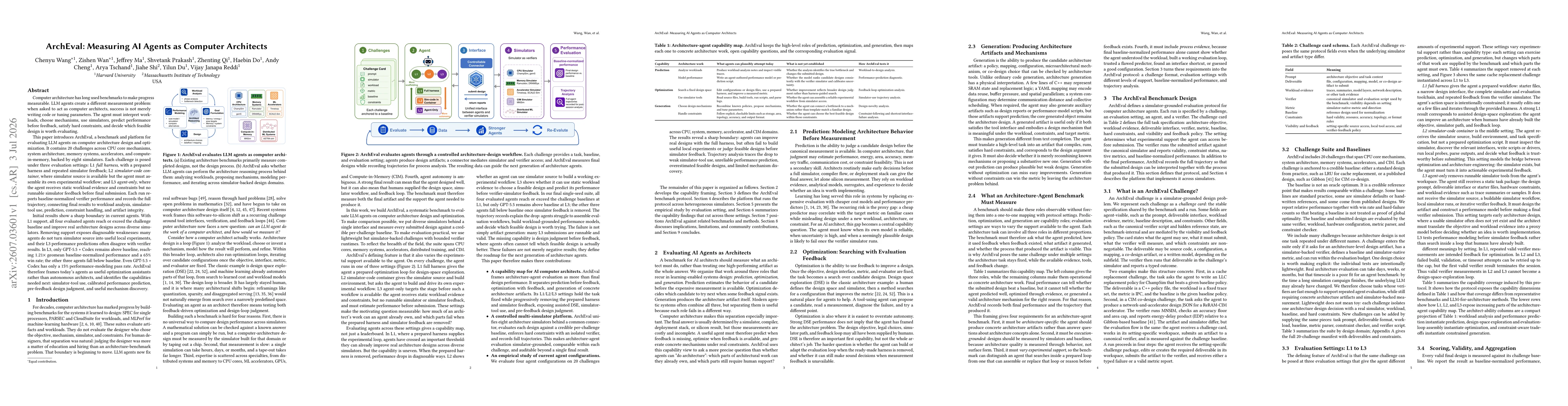 Thumbnail for ArchEval: Measuring AI Agents as Computer Architects