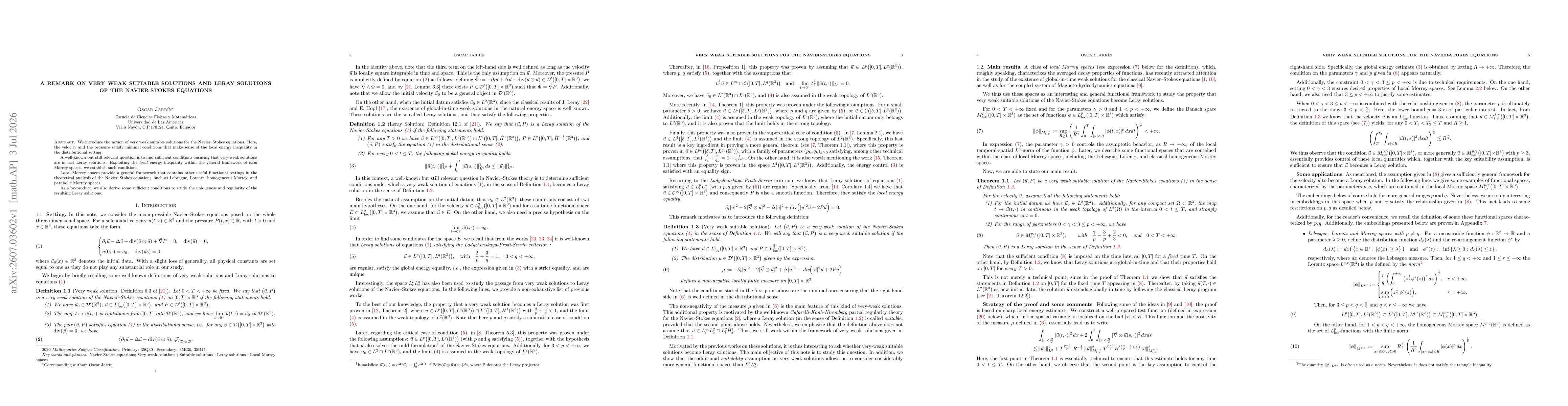 Thumbnail for A remark on very weak suitable solutions and Leray solutions of the Navier-Stokes equations
