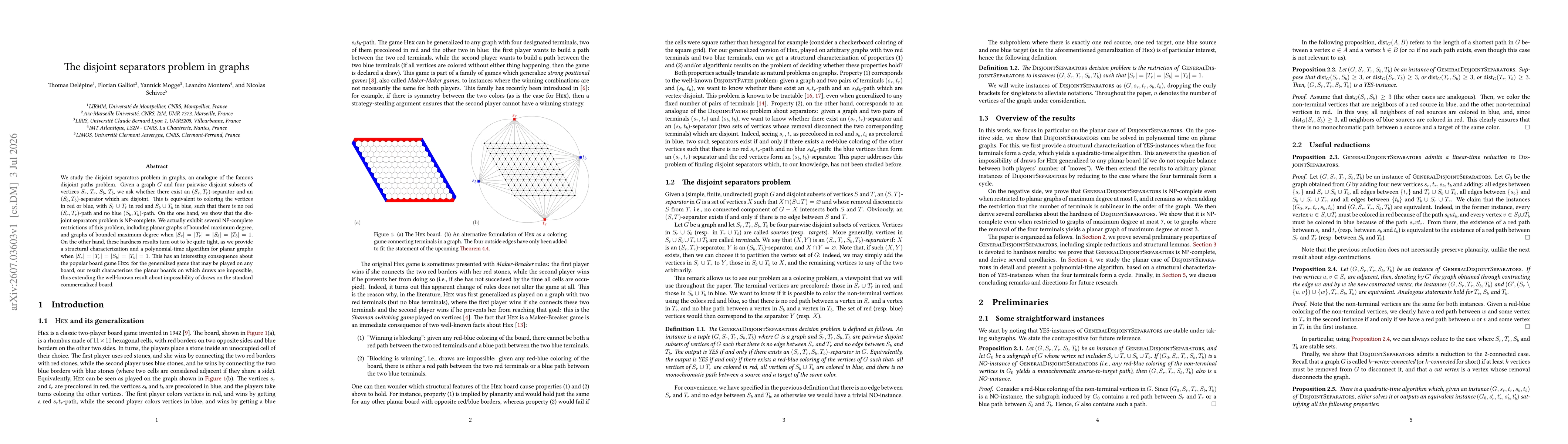 Thumbnail for The disjoint separators problem in graphs