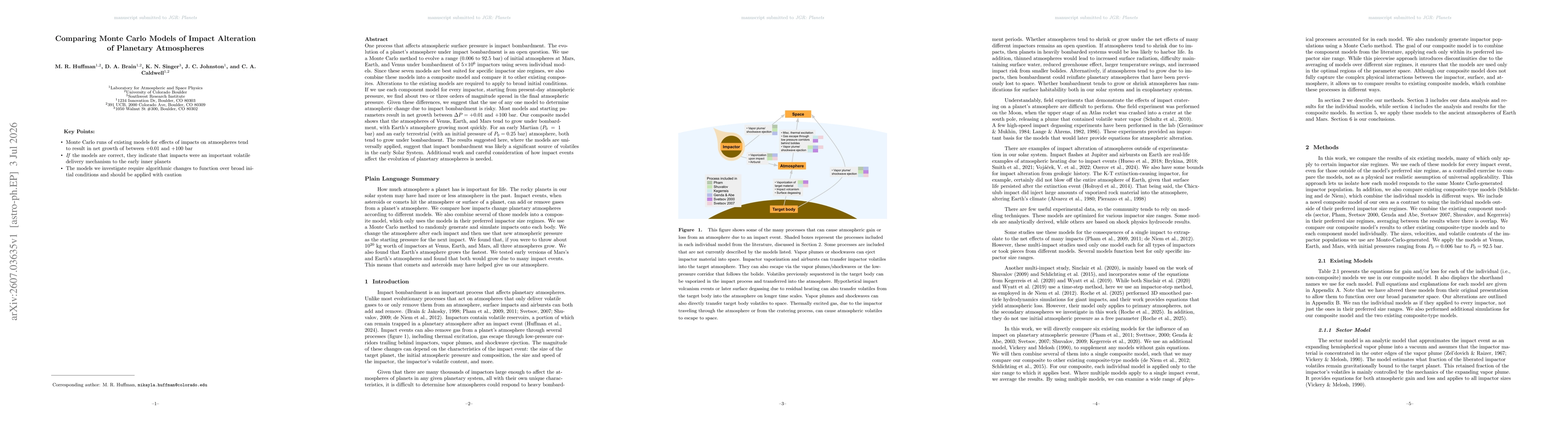 Thumbnail for Comparing Monte Carlo Models of Impact Alteration of Planetary Atmospheres
