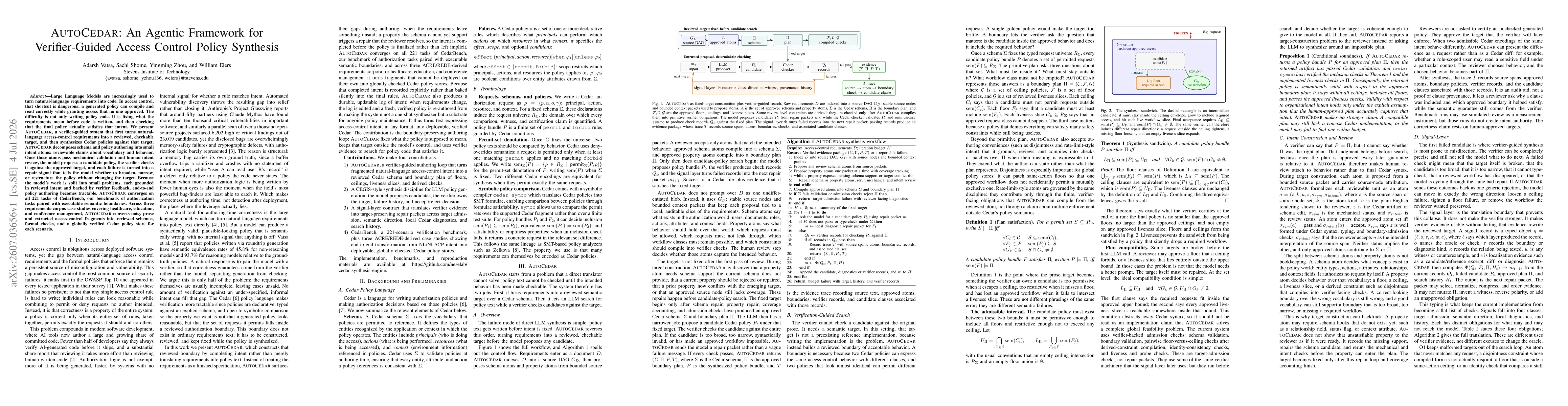 Thumbnail for AutoCedar: An Agentic Framework for Verifier-Guided Access Control Policy Synthesis