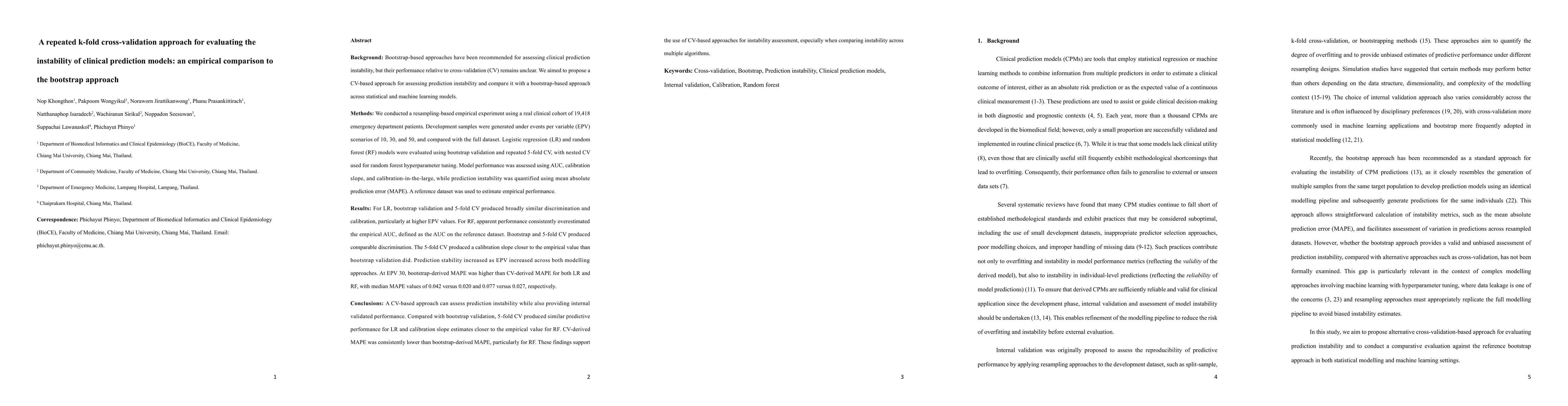 Thumbnail for A repeated k-fold cross-validation approach for evaluating the instability of clinical prediction models: an empirical comparison to the bootstrap approach