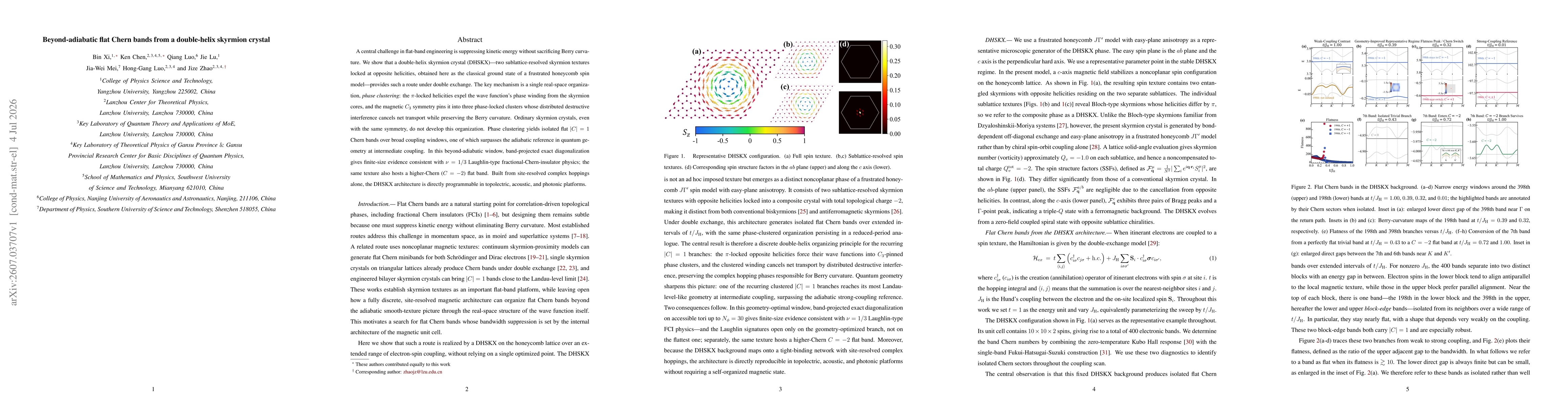 Thumbnail for Beyond-adiabatic flat Chern bands from a double-helix skyrmion crystal